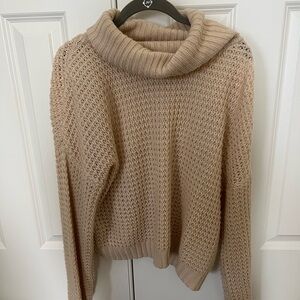 Pink Lily Cowl Neck Sweater in Tan